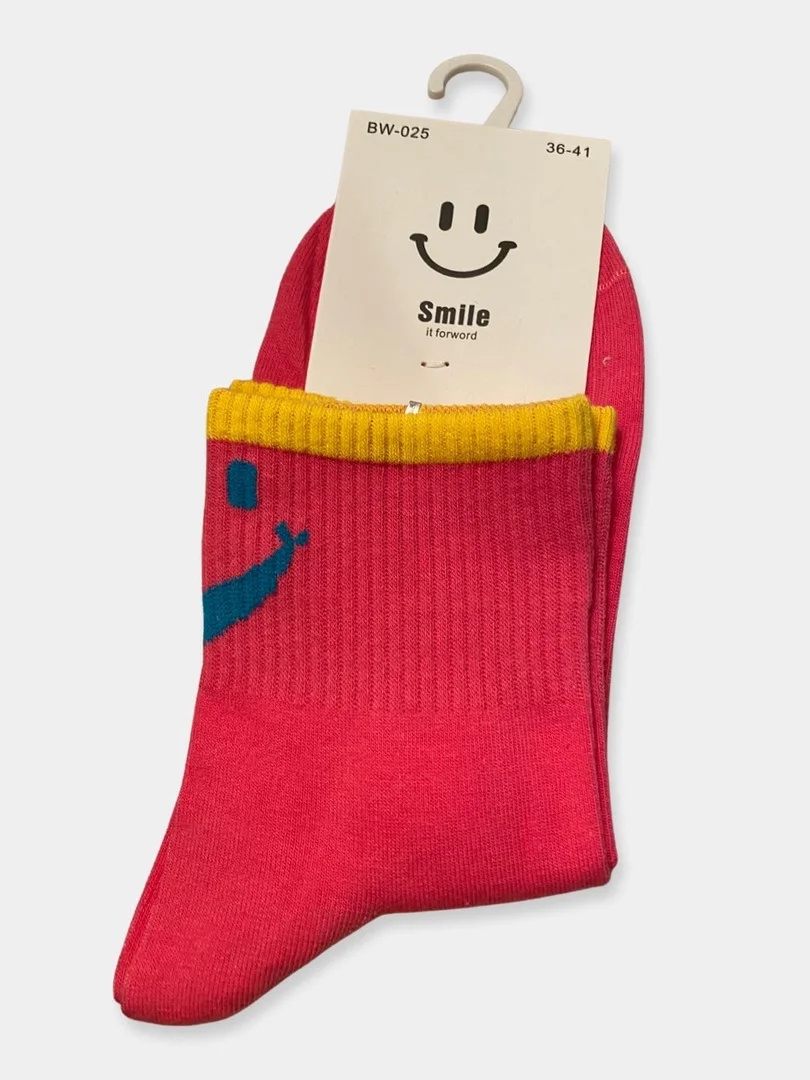 Розовый носки унисекс Smile, средняя длина