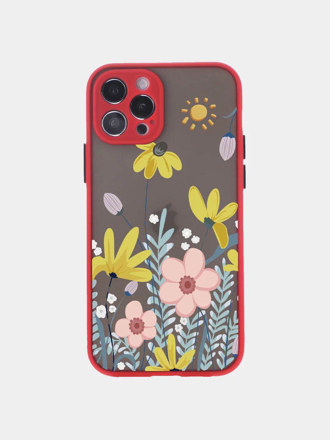 Алый чехол для iPhone 11, 12, 7/8 рамка цветы