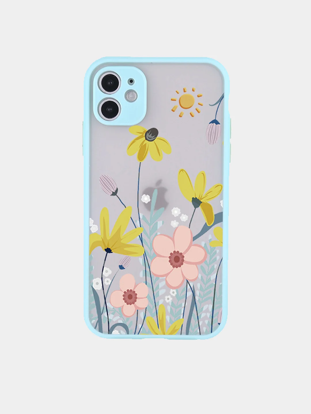 Зелёный хаки чехол для iPhone 11, 12, 7/8 рамка цветы
