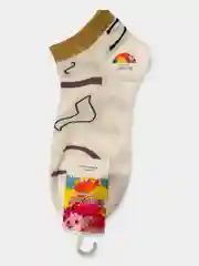 Белый женские короткие носки, с принтом