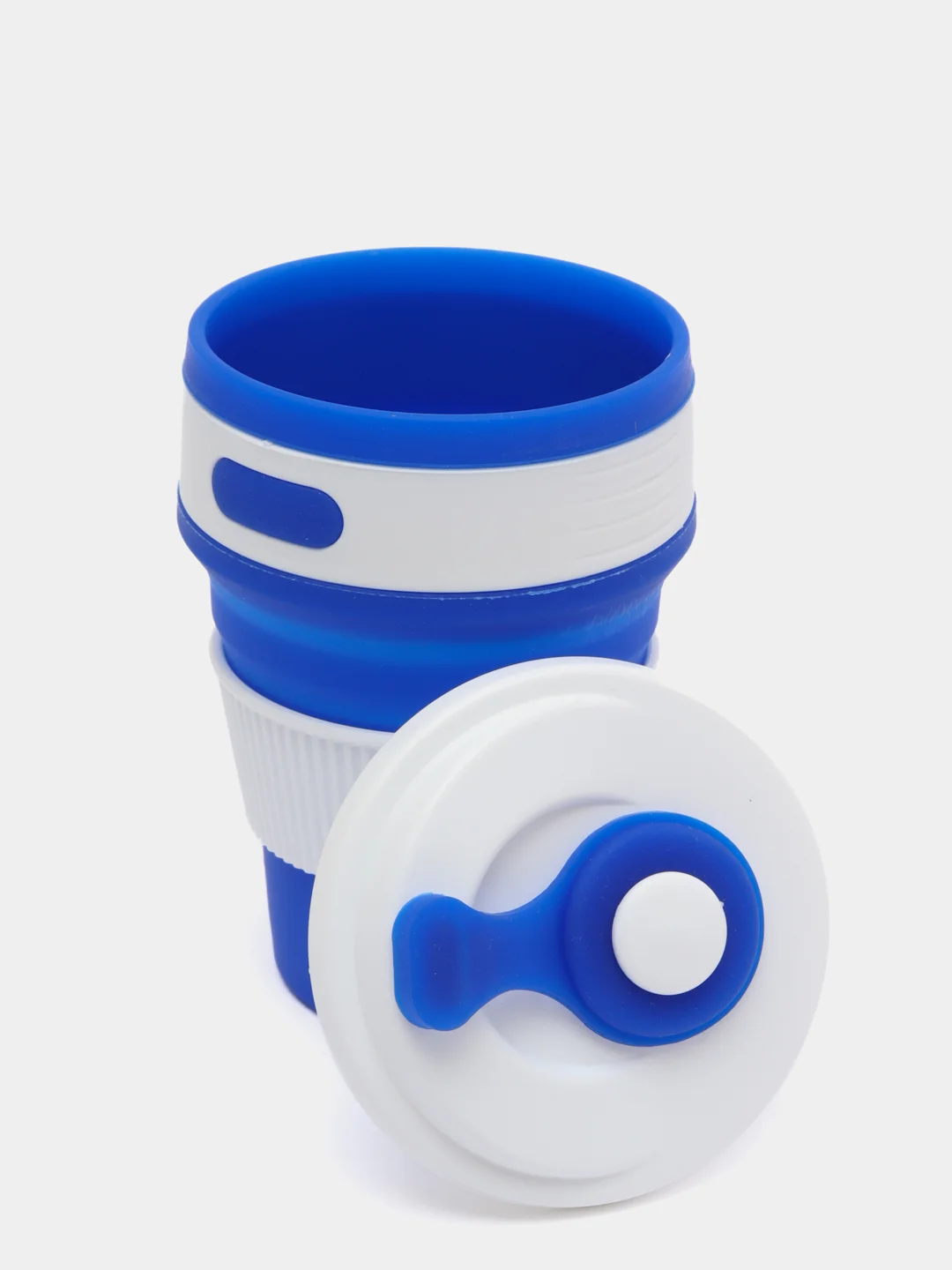 Синий силиконовый складной стакан для напитков Collapsible Coffee Cup, 8 цветов
