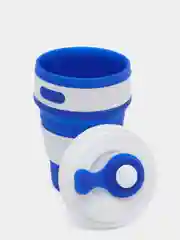Синий силиконовый складной стакан для напитков Collapsible Coffee Cup, 8 цветов