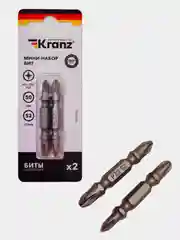 Набор бит двусторонних KRANZ PZ2xPZ2, PZ1xPZ3-50 мм, 2 штуки, сталь S2