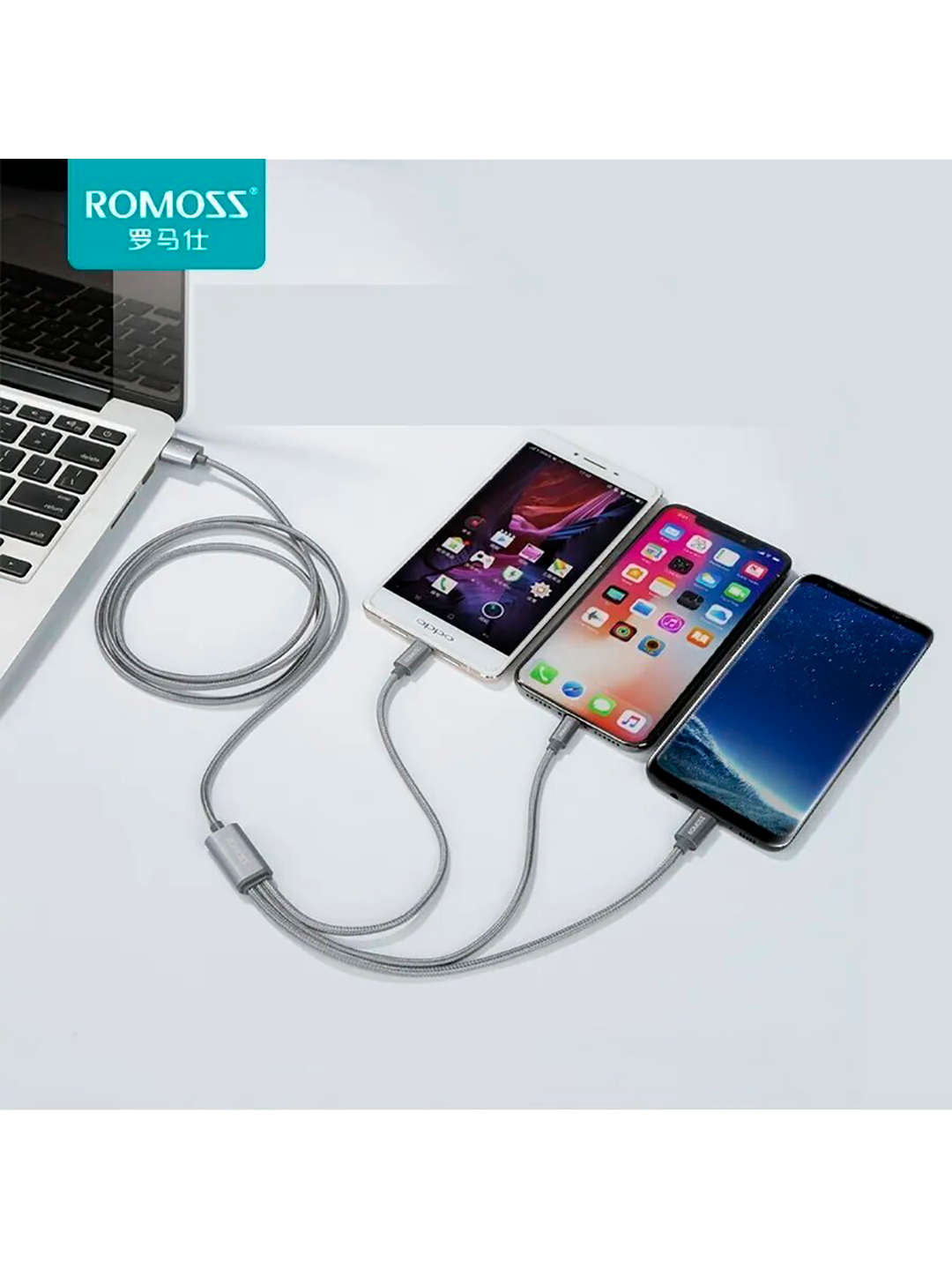 Кабель Romoss 3в1 Lightning+Micro-USB+Type-C CB25A купить по цене 790 ₽ в  интернет-магазине Магнит Маркет