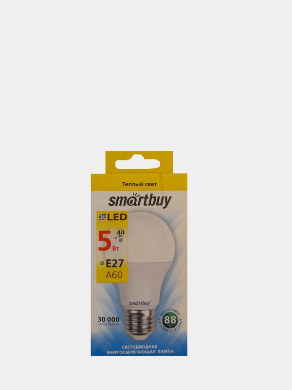 Лампа светодиодная Smartbuy, А60, Е27, 15 Вт, 6000 К, теплый белый свет