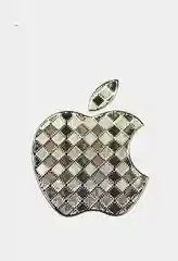 Металлическая наклейка-стикер "Яблоко iPhone", с текстурой, на телефон