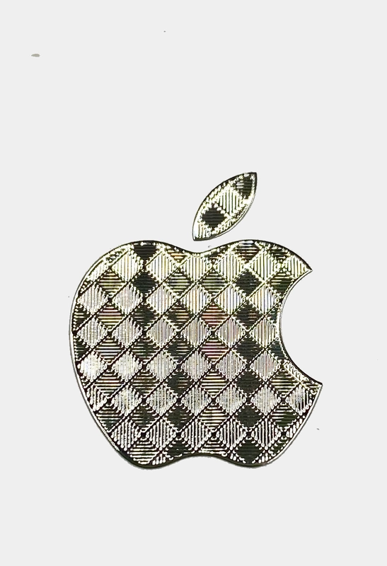 Металлическая наклейка-стикер "Яблоко iPhone", с текстурой, на телефон