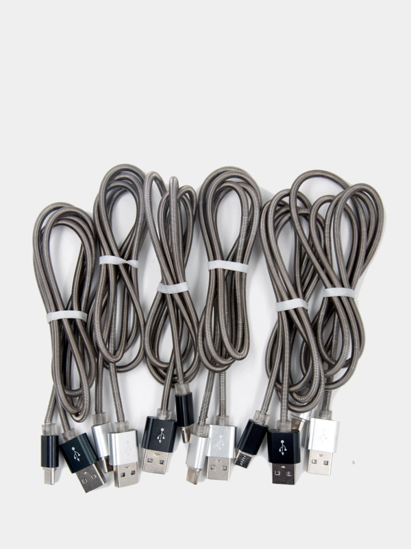 Кабель для зарядки и передачи данных microUSB, Lightning, Type-C, металлический, 2 размера
