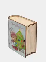 Шкатулка-книжка из дерева "Merry Christmas" с пожеланием,  для украшений и мелочей