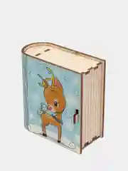 Шкатулка-книжка деревянная "Оленёнок" с пожеланием, шкатулка для украшений и мелочей