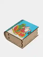 Шкатулка-книжка из дерева "Дед Мороз на санях" с пожеланием, для украшений и мелочей