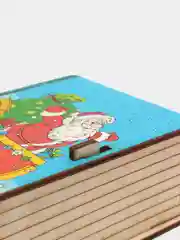 Шкатулка-книжка из дерева "Дед Мороз на санях" с пожеланием, для украшений и мелочей