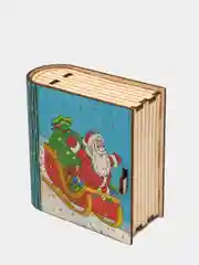 Шкатулка-книжка из дерева "Дед Мороз на санях" с пожеланием, для украшений и мелочей