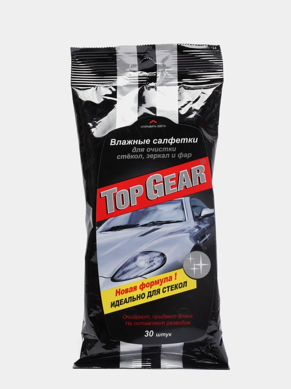 Влажные салфетки для стекол зеркал и фар Top Gear, 30 шт