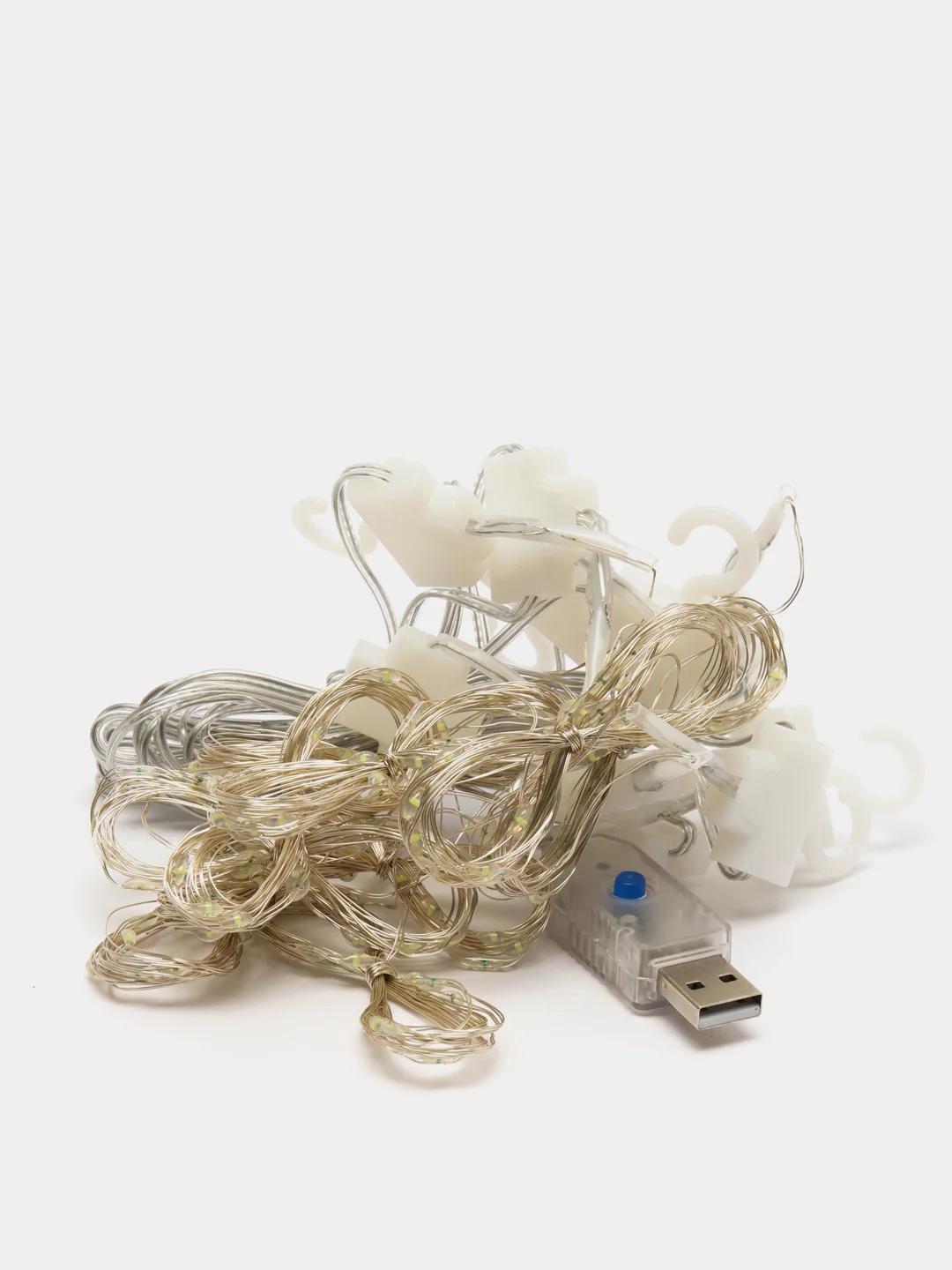 Белый гирлянда штора занавес с крючками USB 2,4 метра