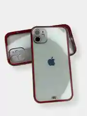 Красный прозрачный чехол с усиленными бортами iPhone Айфон 11, 12, 12 Pro, 12 Pro Max, 11 Pro