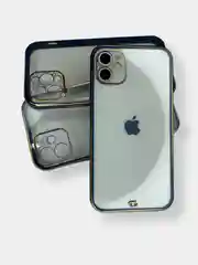 Темно-синий прозрачный чехол с усиленными бортами iPhone Айфон 11, 12, 12 Pro, 12 Pro Max, 11 Pro
