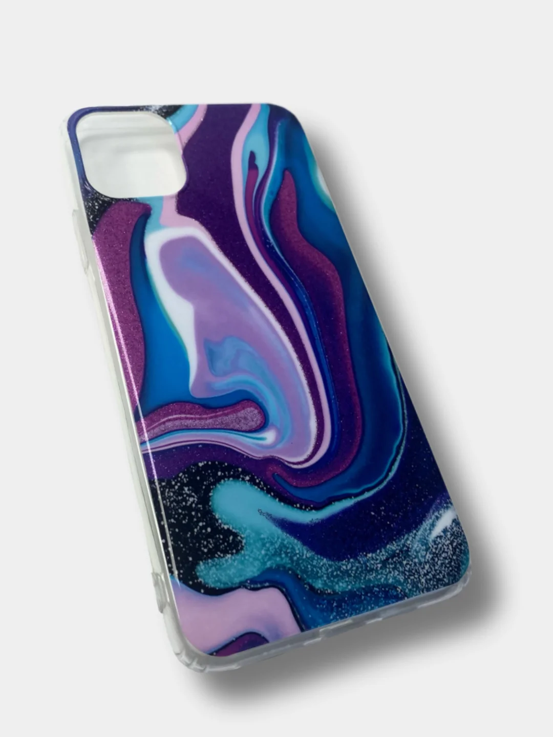 Голубой силиконовый чехол накладка принт мрамор, оникс Apple iPhone 12 Pro, 11 Pro Max, 12 Mini