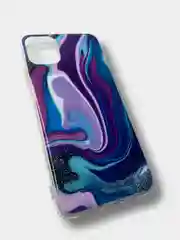 Голубой силиконовый чехол накладка принт мрамор, оникс Apple iPhone 12 Pro, 11 Pro Max, 12 Mini