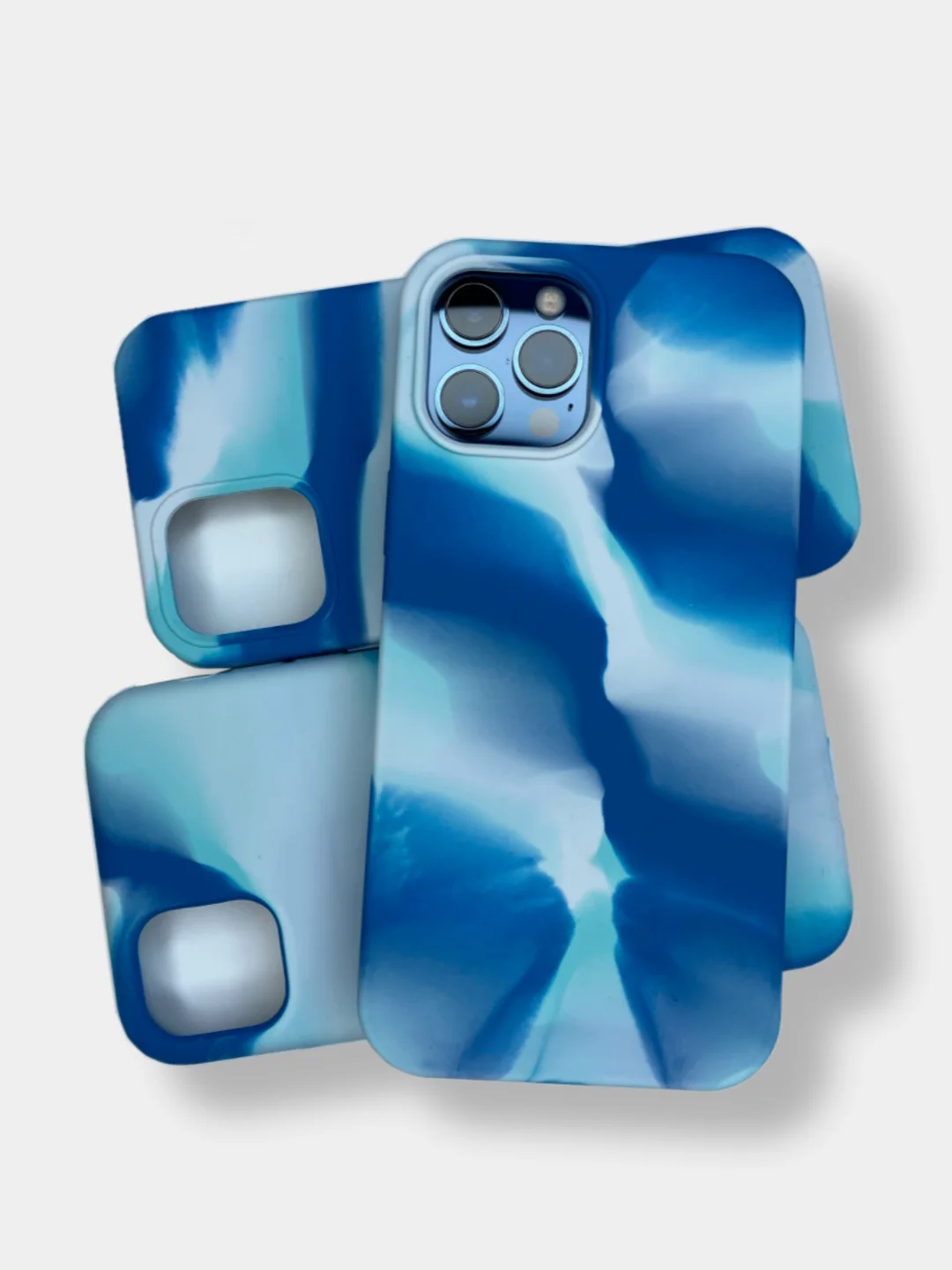 Синий чехол накладка с акварельным принтом Apple iPhone Айфон 11, 12, 12 Pro, 12 Pro Max