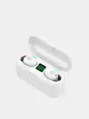 Белый беспроводные наушники F9 с микрофоном, Power Bank