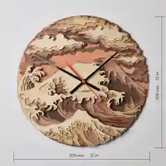 Часы настенные деревянные "Волны"