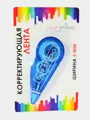 Синий корректирующая лента, корпус прозрачный