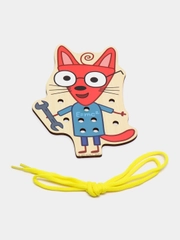 Деревянная игрушка Шнуровка "Три кота" Шуруп