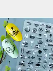 Белый наклейки для ногтей "Голографик. Отпуск", слайдеры для дизайна