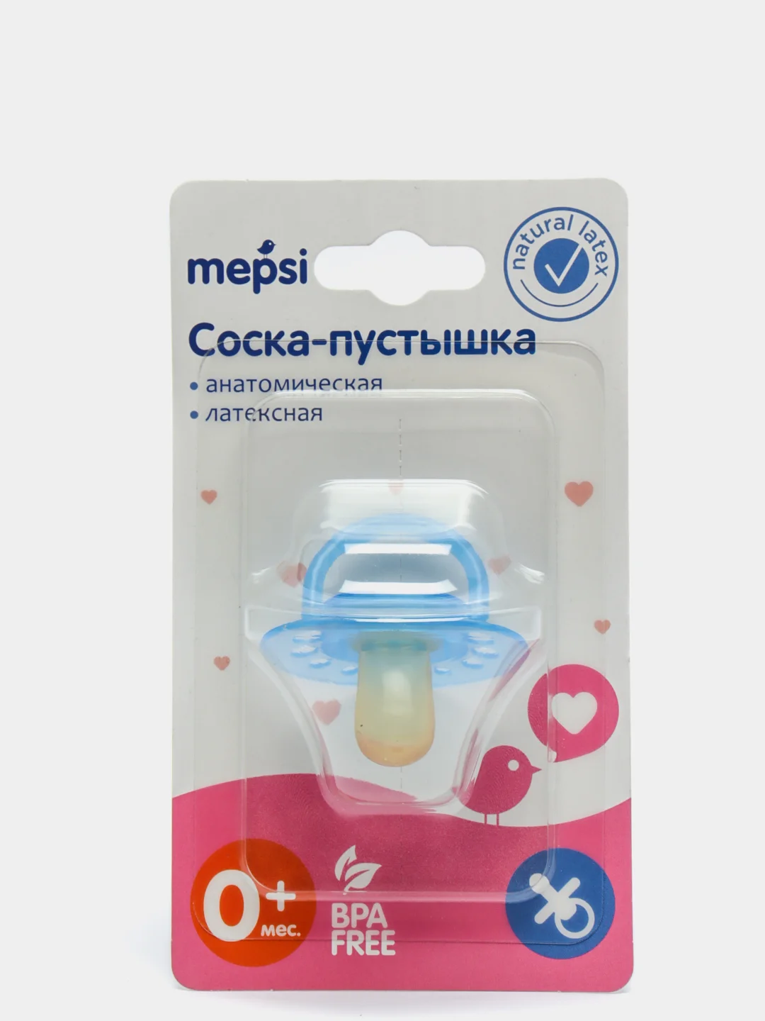 Голубой соска-пустышка латексная 0+ мес MEPSI 0300
