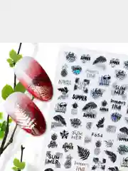 Серебряный наклейки для ногтей "Голографик. Hello summer", слайдеры для дизайна