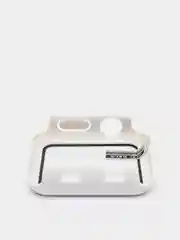 Белый силиконовый ремешок + защитная накладка со стеклом на корпус Apple Watch 38 mm