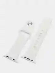 Белый силиконовый ремешок + защитная накладка со стеклом на корпус Apple Watch 38 mm