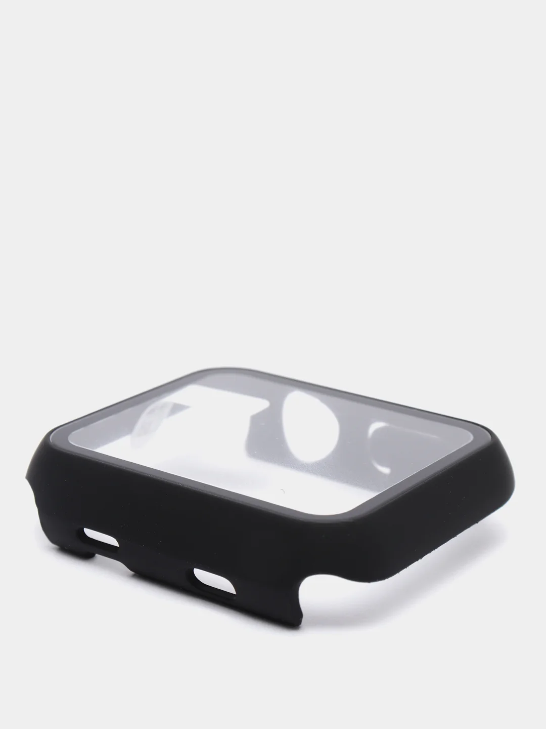 Черный силиконовый ремешок + защитная накладка со стеклом на корпус Apple Watch 42 mm