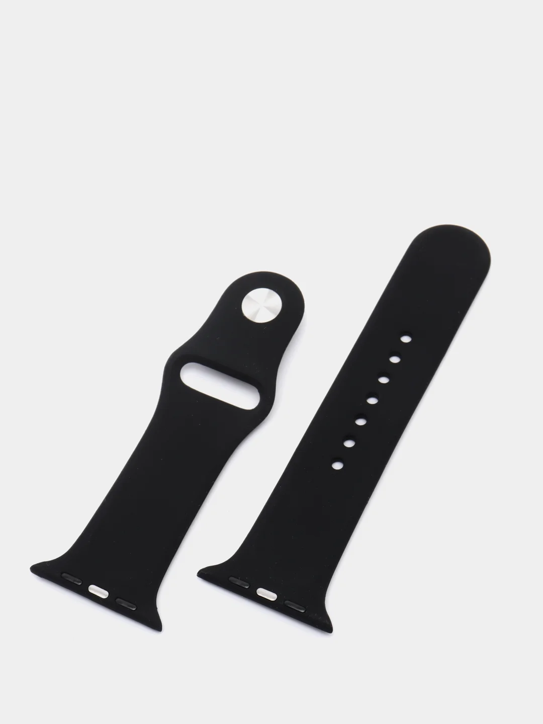Черный силиконовый ремешок + защитная накладка со стеклом на корпус Apple Watch 42 mm