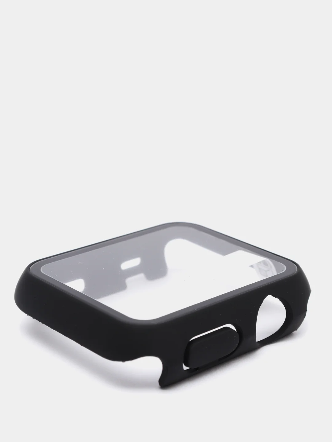 Черный силиконовый ремешок + защитная накладка со стеклом на корпус Apple Watch 42 mm