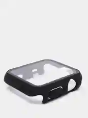 Черный силиконовый ремешок + защитная накладка со стеклом на корпус Apple Watch 42 mm