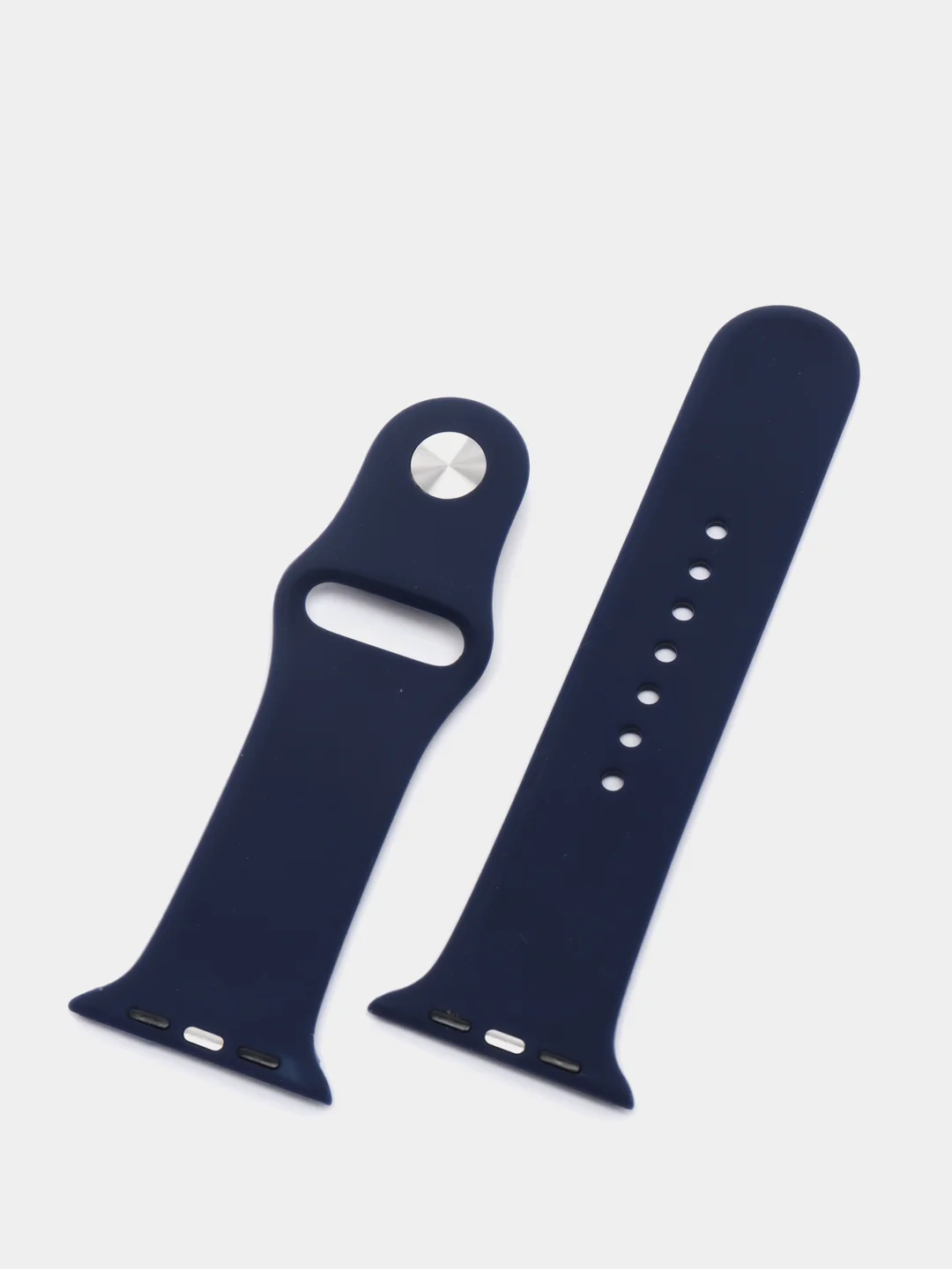 Темно-синий силиконовый ремешок + защитная накладка со стеклом на корпус Apple Watch 42 mm