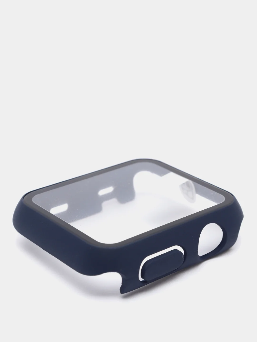 Темно-синий силиконовый ремешок + защитная накладка со стеклом на корпус Apple Watch 42 mm