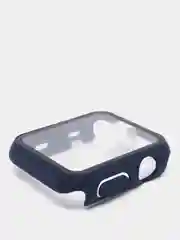 Темно-синий силиконовый ремешок + защитная накладка со стеклом на корпус Apple Watch 42 mm