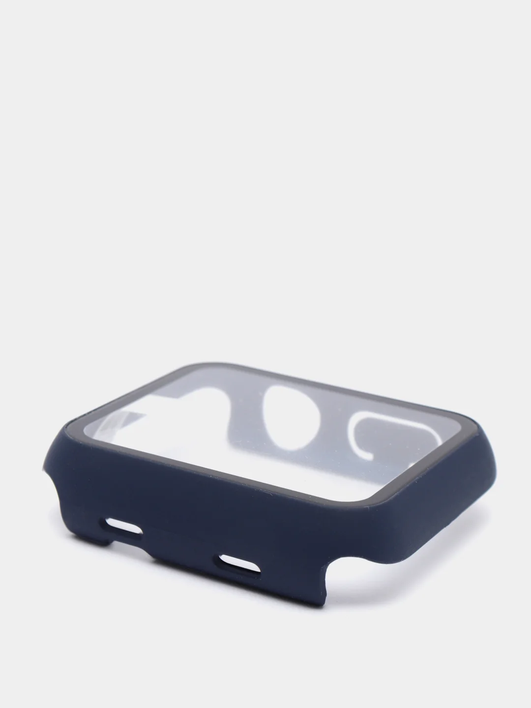 Темно-синий силиконовый ремешок + защитная накладка со стеклом на корпус Apple Watch 42 mm