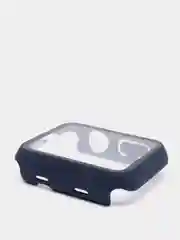 Темно-синий силиконовый ремешок + защитная накладка со стеклом на корпус Apple Watch 42 mm