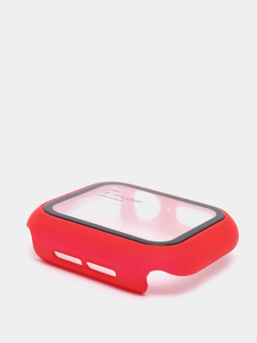 Красный силиконовый ремешок + защитная накладка со стеклом на корпус Apple Watch 40 mm