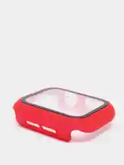 Красный силиконовый ремешок + защитная накладка со стеклом на корпус Apple Watch 40 mm