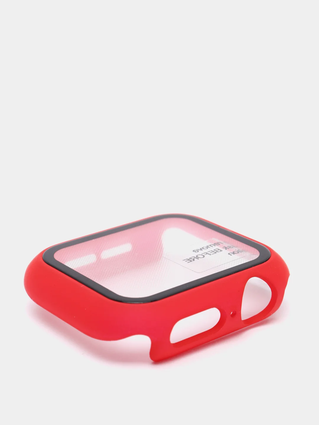 Красный силиконовый ремешок + защитная накладка со стеклом на корпус Apple Watch 40 mm