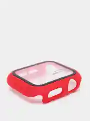 Красный силиконовый ремешок + защитная накладка со стеклом на корпус Apple Watch 40 mm