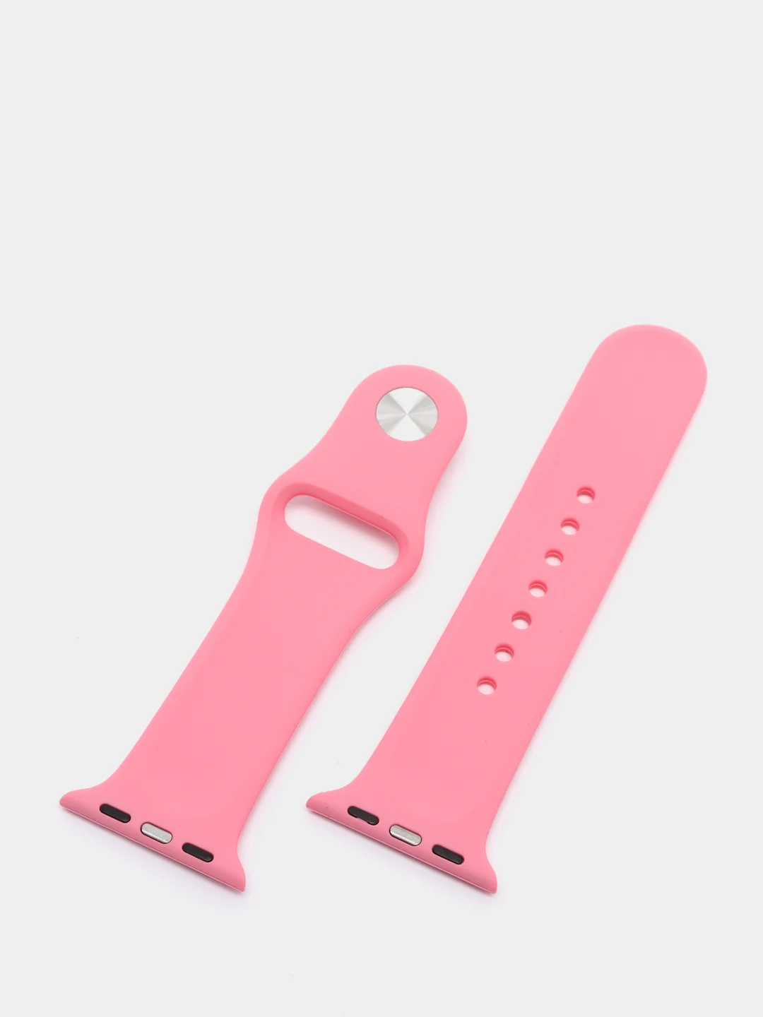 Розовый силиконовый ремешок + защитная накладка со стеклом на корпус Apple Watch 40 mm
