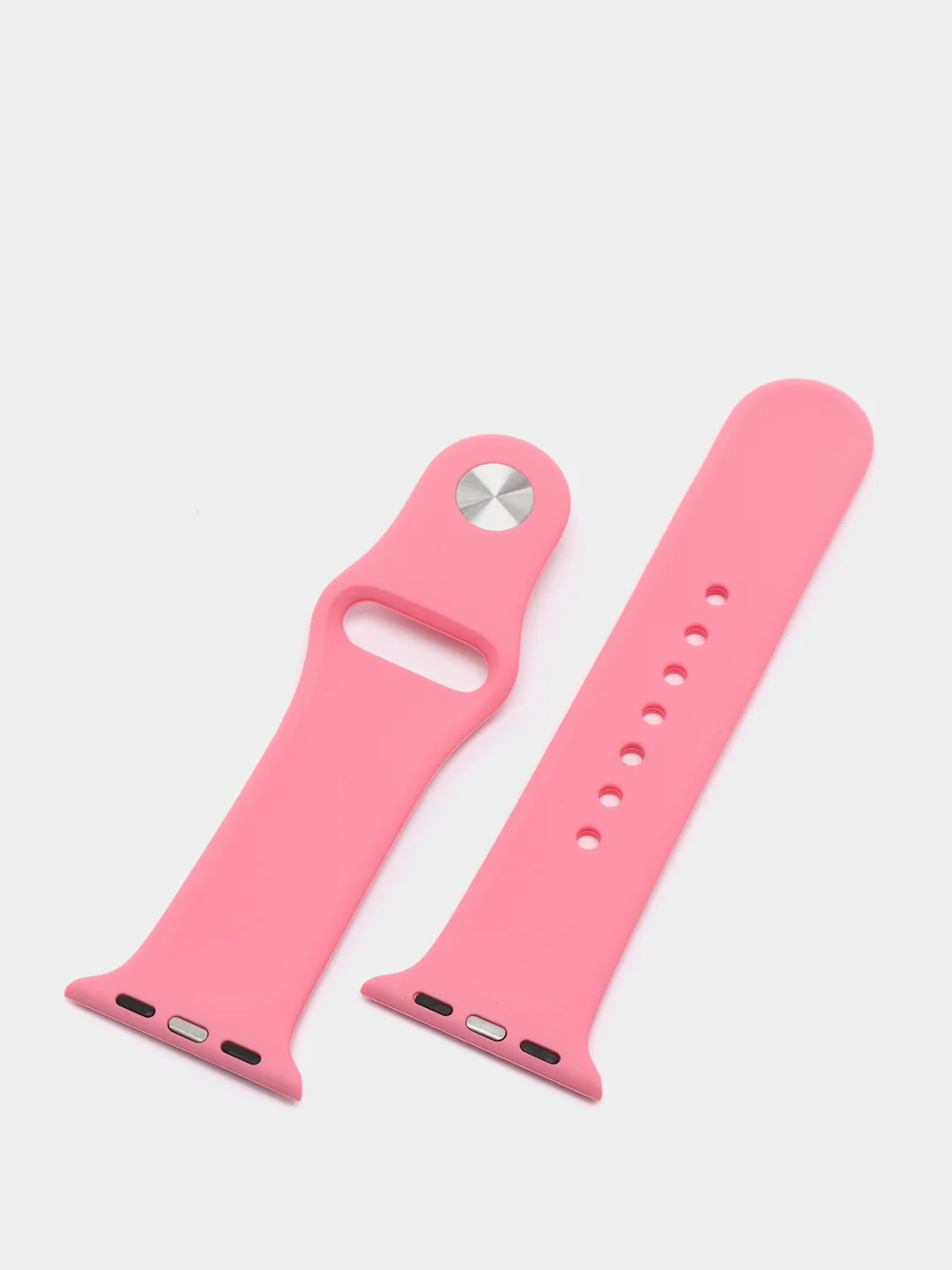 Розовый силиконовый ремешок + защитная накладка со стеклом на корпус Apple Watch 38 mm