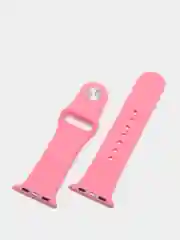 Розовый силиконовый ремешок + защитная накладка со стеклом на корпус Apple Watch 38 mm