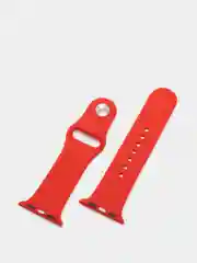 Красный силиконовый ремешок + защитная накладка со стеклом на корпус Apple Watch 38 mm